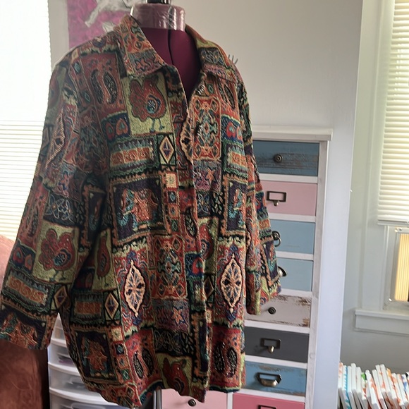 Bird elephant tapestry multicolored artsy lined boho paisley coat - Picture 10 of 17